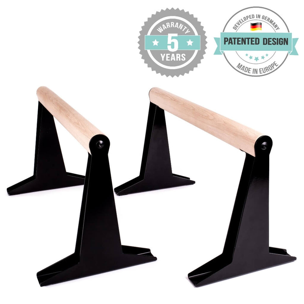 Holz-Parallettes mit ergonomischem Holzgriff – mittel | Pullup & Dip®